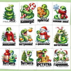 Новогодние открытки "Змейка" (10,5*15 см) Новогодние открытки "Змейка" (10,5*15 см)